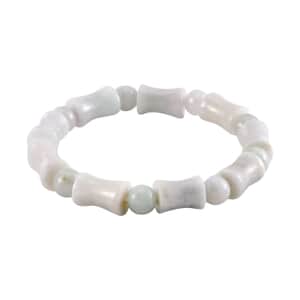 Natural Jade Bamboo Carved Stretch Bracelet 150.00 ctw