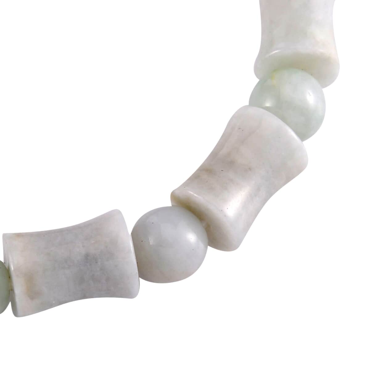 Natural Jade Bamboo Carved Stretch Bracelet 150.00 ctw image number 2