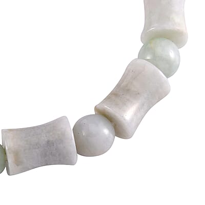 Natural Jade Bamboo Carved Stretch Bracelet 150.00 ctw