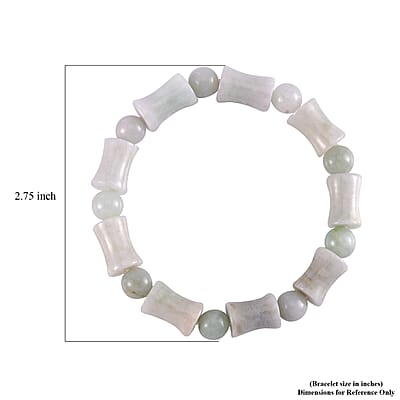 Natural Jade Bamboo Carved Stretch Bracelet 150.00 ctw