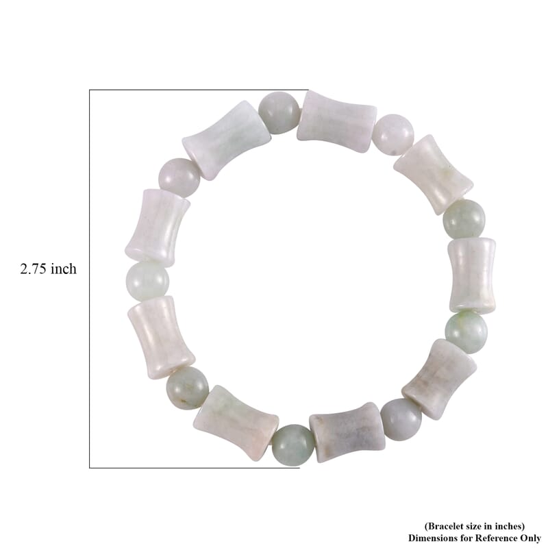 Natural Jade Bamboo Carved Stretch Bracelet 150.00 ctw
