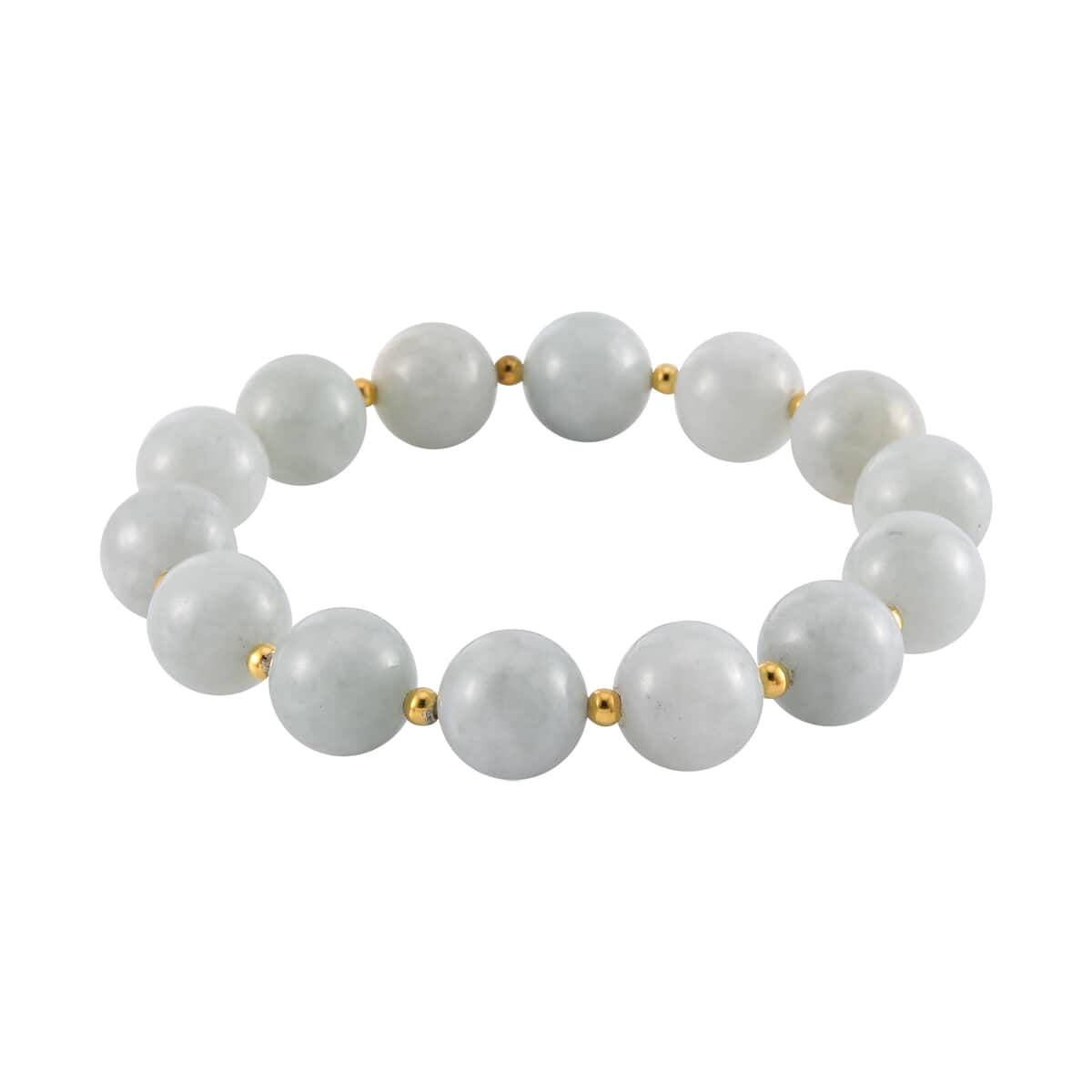 Natural Jade 210.00 ctw Stretch Bracelet in 14K Yellow Gold Over Sterling Silver image number 0