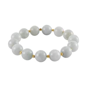 Natural Jade 210.00 ctw Stretch Bracelet in 14K Yellow Gold Over Sterling Silver