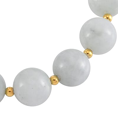 Natural Jade 210.00 ctw Stretch Bracelet in 14K Yellow Gold Over Sterling Silver