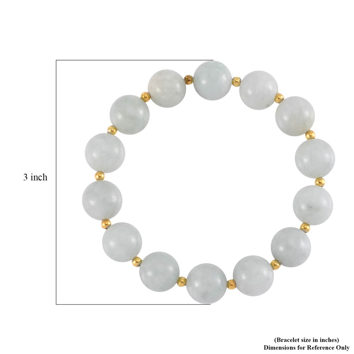 Natural Jade 210.00 ctw Stretch Bracelet in 14K Yellow Gold Over Sterling Silver image number 3