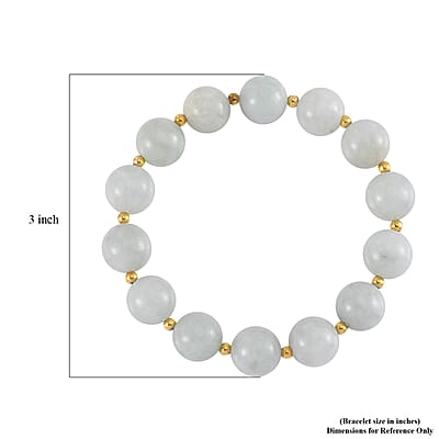 Natural Jade 210.00 ctw Stretch Bracelet in 14K Yellow Gold Over Sterling Silver