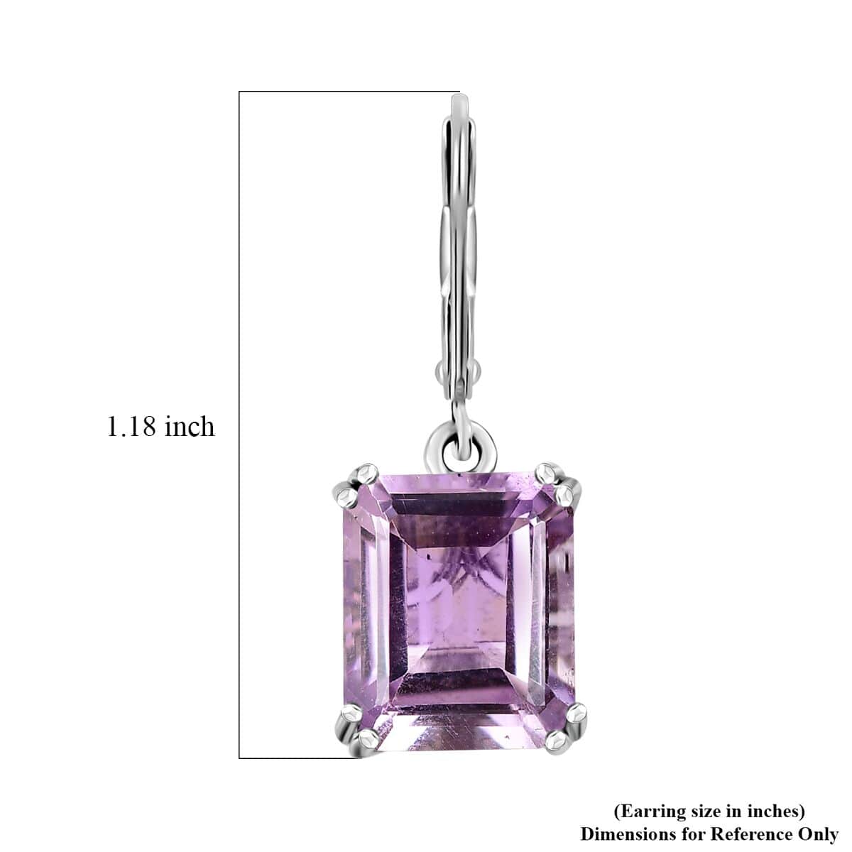 Karis Rose De France Amethyst Solitaire Lever Back Earrings in Platinum Bond 11.40 ctw image number 5