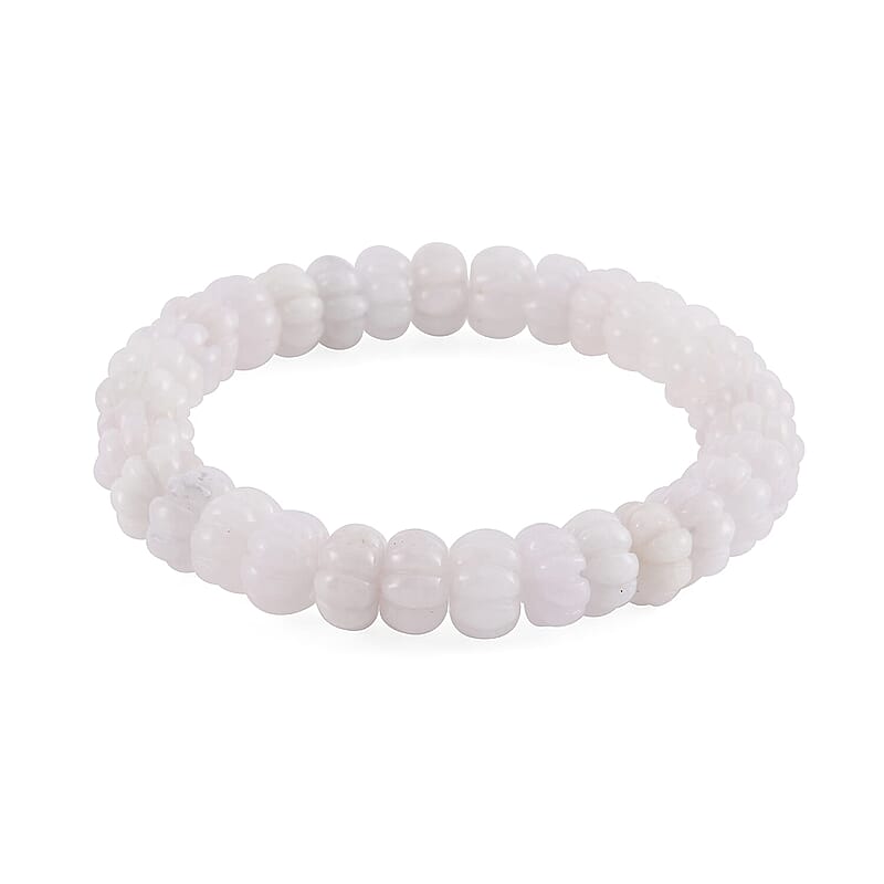 Natural Jade Carved Pumpkin Shape Stretch Bracelet 210.00 ctw