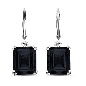 Karis Thai Black Spinel Solitaire Lever Back Earrings in Platinum Bond 14.65 ctw