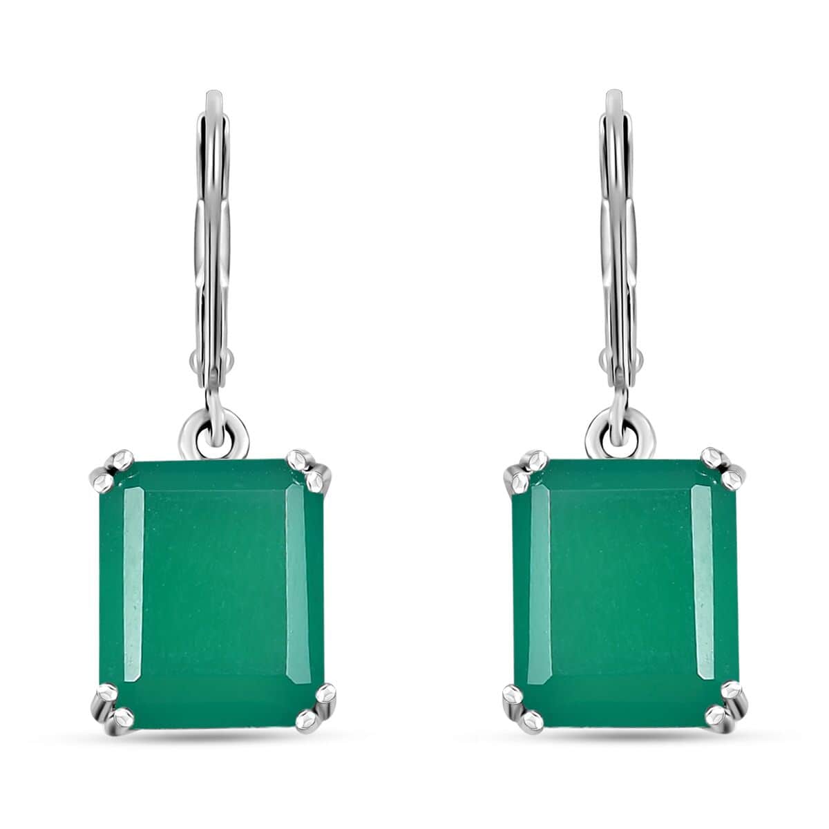 Karis Green Onyx Solitaire Lever Back Earrings in Platinum Bond 11.10 ctw image number 0