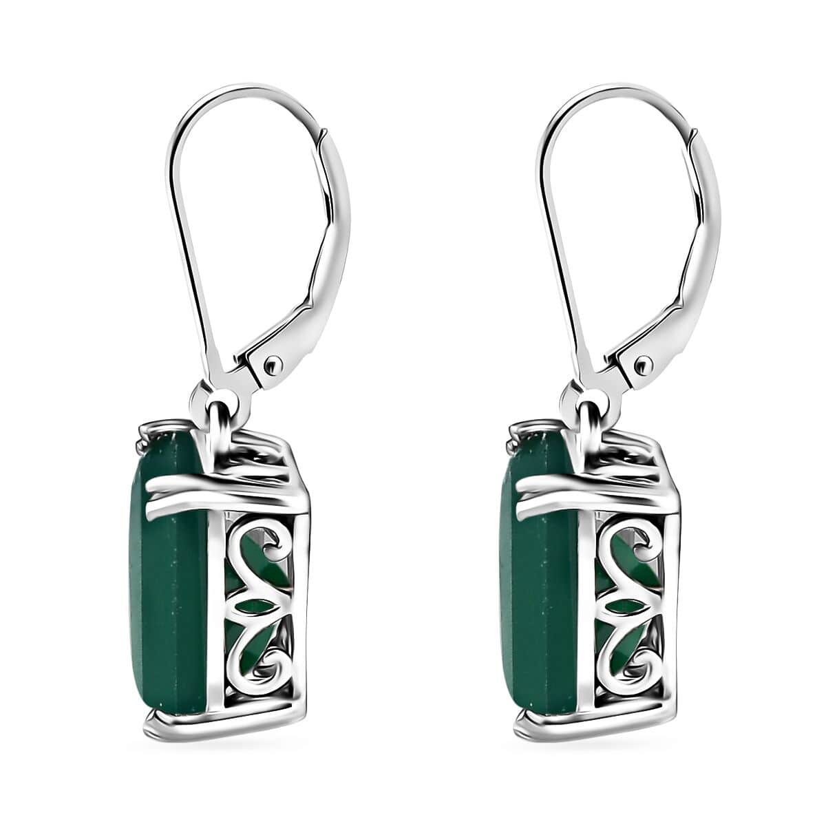 Karis Green Onyx Solitaire Lever Back Earrings in Platinum Bond 11.10 ctw image number 3