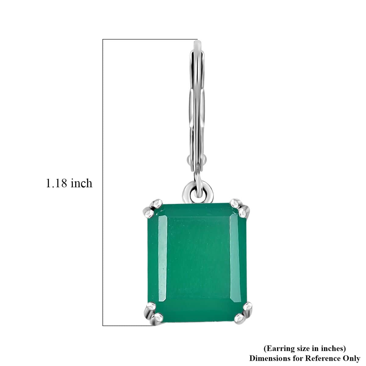 Karis Green Onyx Solitaire Lever Back Earrings in Platinum Bond 11.10 ctw image number 5