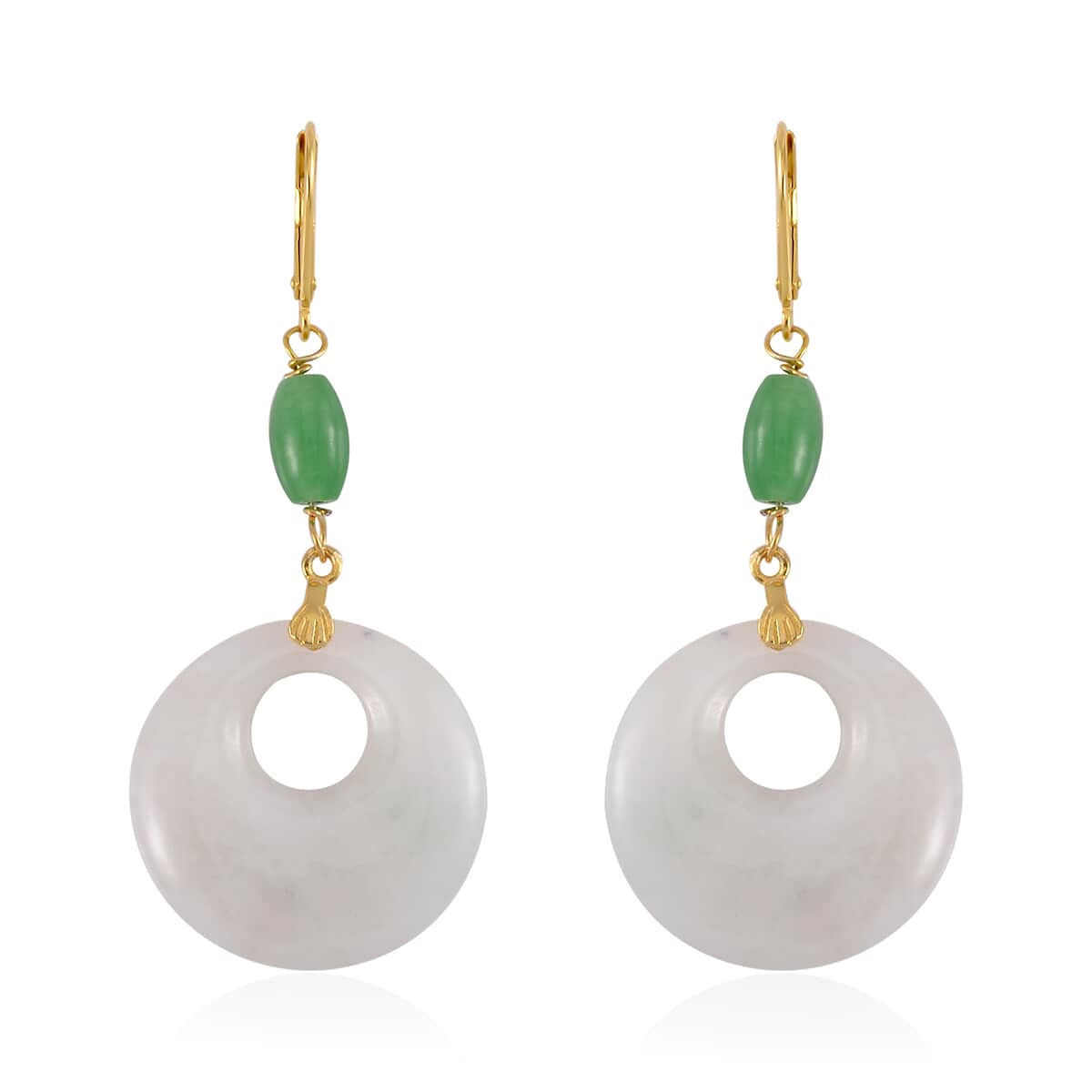 Natural Jade and Green Jade (D) 72.35 ctw Earrings in 14K Yellow Gold Over Sterling Silver image number 0