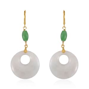 Natural Jade and Green Jade (D) 72.35 ctw Earrings in 14K Yellow Gold Over Sterling Silver