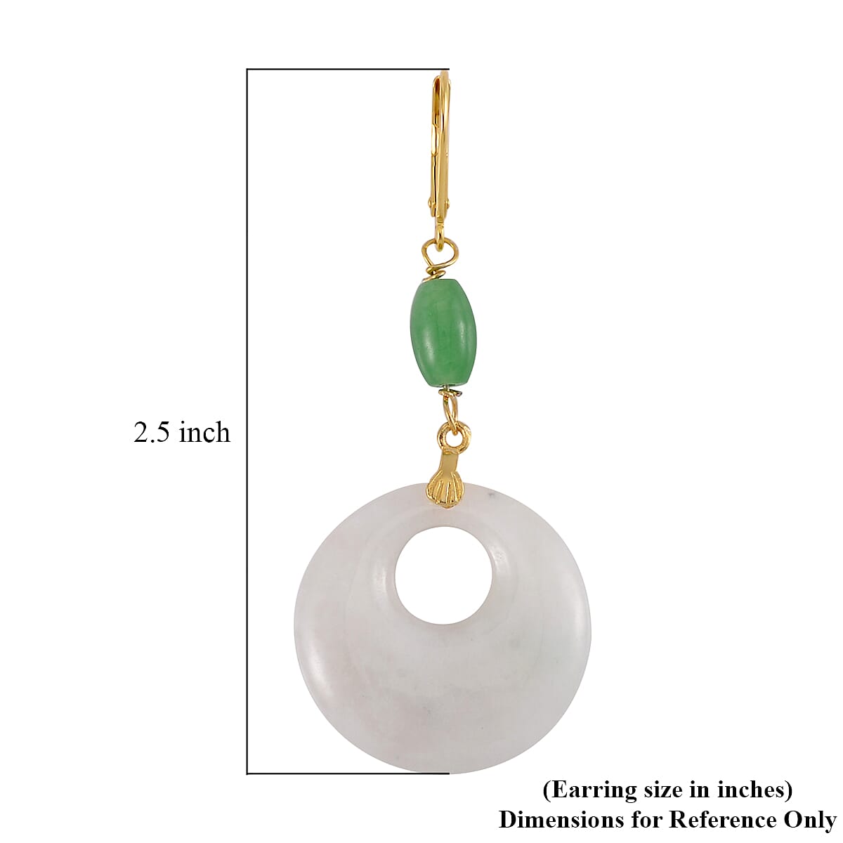 Natural Jade and Green Jade (D) 72.35 ctw Earrings in 14K Yellow Gold Over Sterling Silver