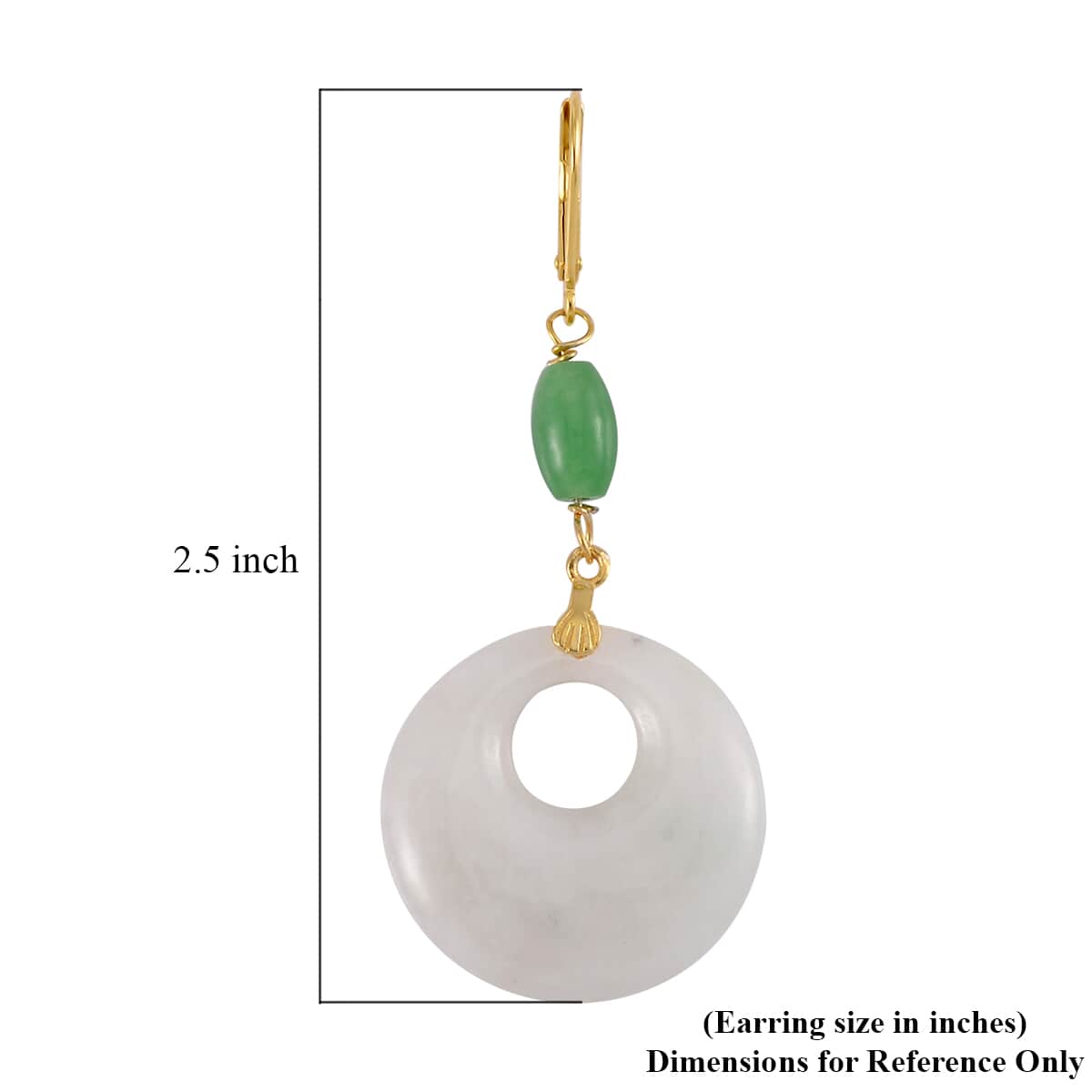 Natural Jade and Green Jade (D) 72.35 ctw Earrings in 14K Yellow Gold Over Sterling Silver image number 4