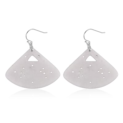 Natural Jade Carved Earrings in Rhodium Over Sterling Silver 62.50 ctw