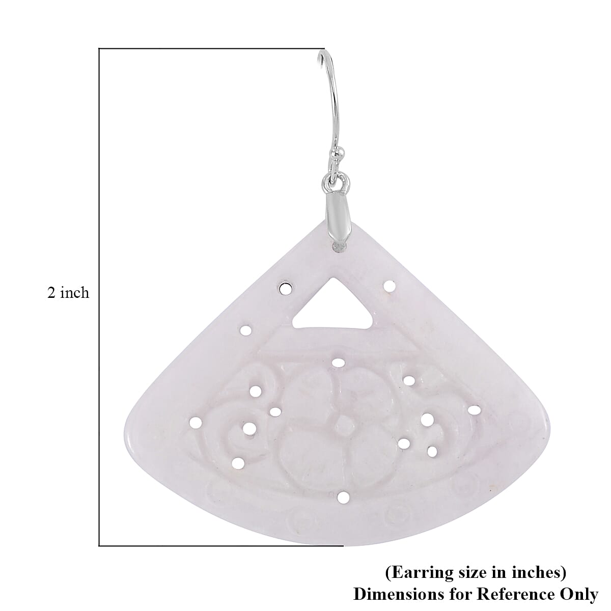 Natural Jade Carved Earrings in Rhodium Over Sterling Silver 62.50 ctw