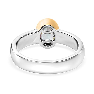 Cambodian Blue Zircon Solitaire Ring in Vermeil YG and Platinum Over Sterling Silver (Size 10.0) 1.25 ctw