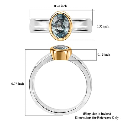 Cambodian Blue Zircon Solitaire Ring in Vermeil YG and Platinum Over Sterling Silver (Size 10.0) 1.25 ctw