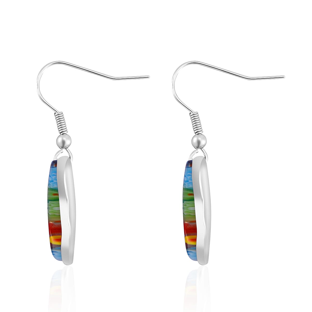 Multi Color Murano Style Butterfly Earrings in Stainless Steel image number 3
