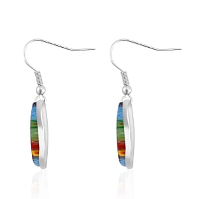 Multi Color Murano Style Butterfly Earrings in Stainless Steel