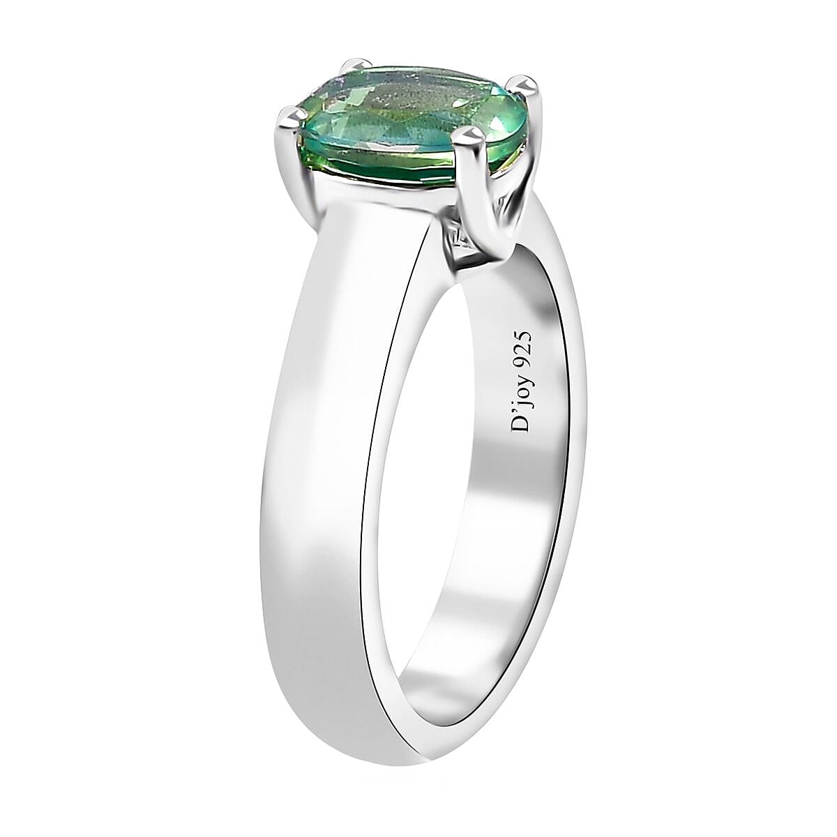 D'Joy Peacock Quartz (Triplet) Solitaire Ring in Platinum Over Sterling Silver (Size 11.0) 1.50 ctw image number 3