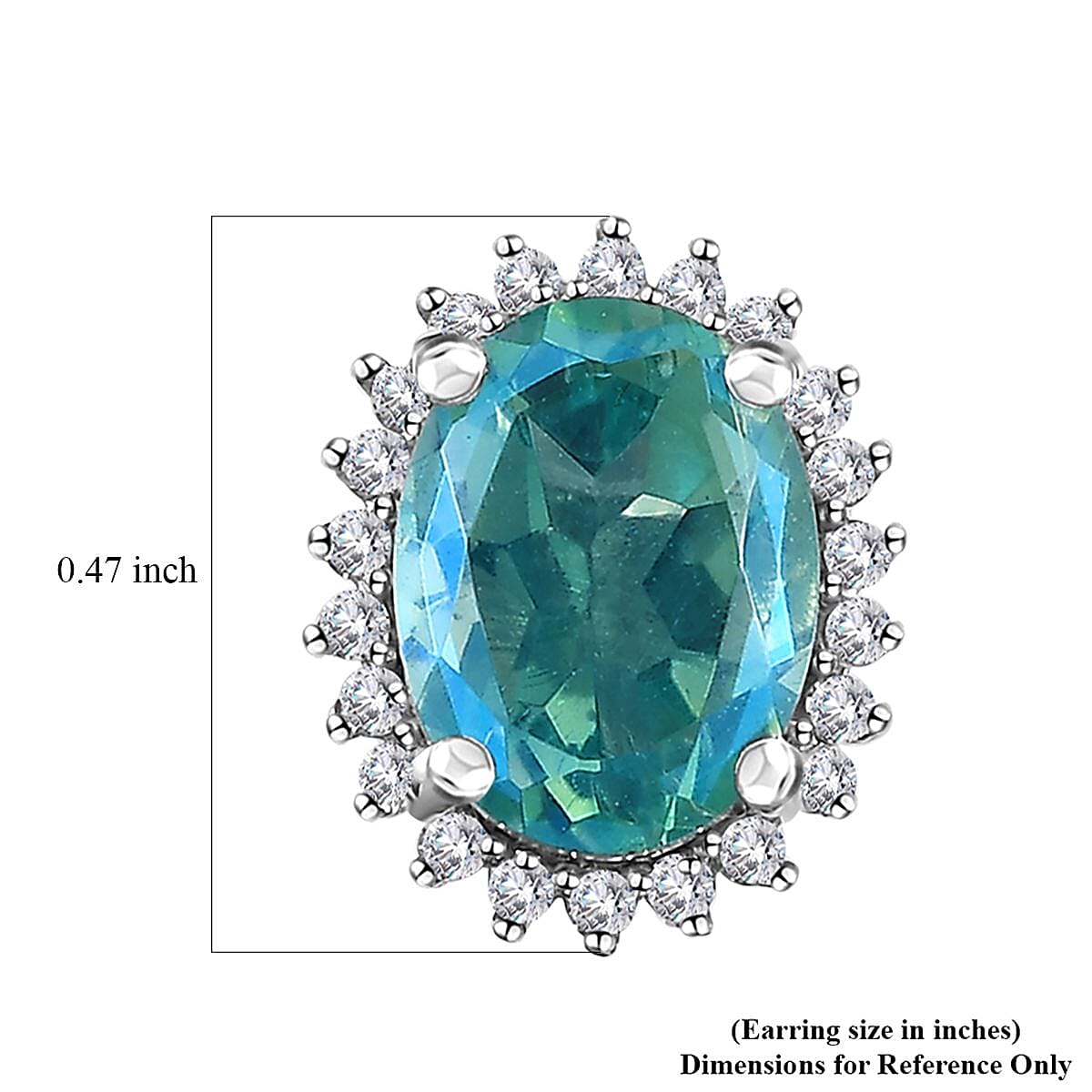 Peacock Quartz (Triplet) and White Zircon Halo Stud Earrings in Platinum Over Sterling Silver 3.30 ctw