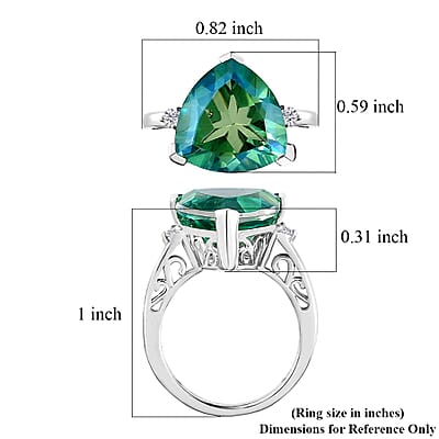 Peacock Quartz (Triplet) and Moissanite Ring in Platinum Over Sterling Silver (Size 10.0) 5.60 ctw