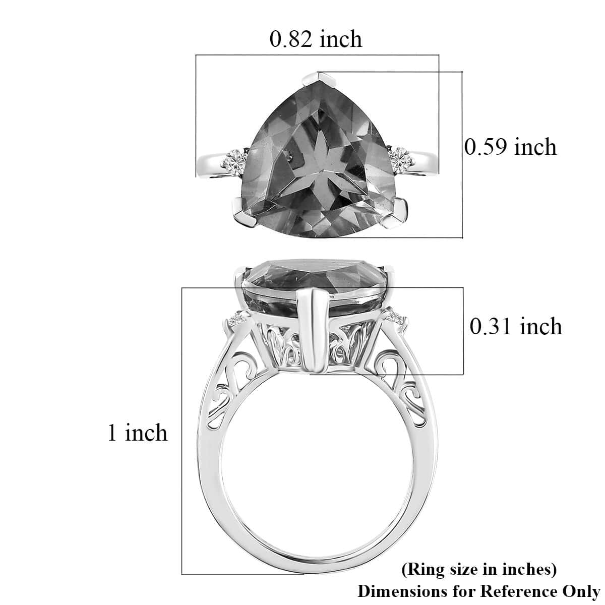 Peacock Quartz (Triplet) and Moissanite Ring in Platinum Over Sterling Silver (Size 5.0) 5.60 ctw image number 5