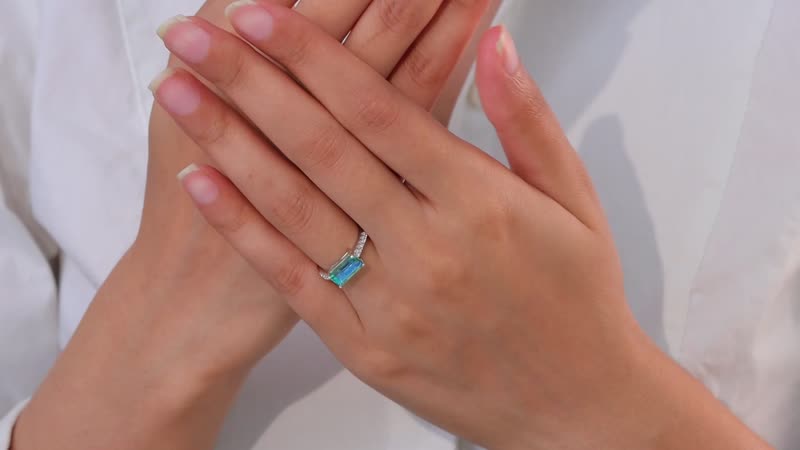 Premium Peacock Quartz (Bgt), White Zircon Ring in Platinum Over Sterling Silver (Size 10.0) 2.20 ctw