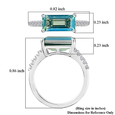 Peacock Quartz (Triplet) and White Zircon Ring in Platinum Over Sterling Silver (Size 10.0) 1.40 ctw