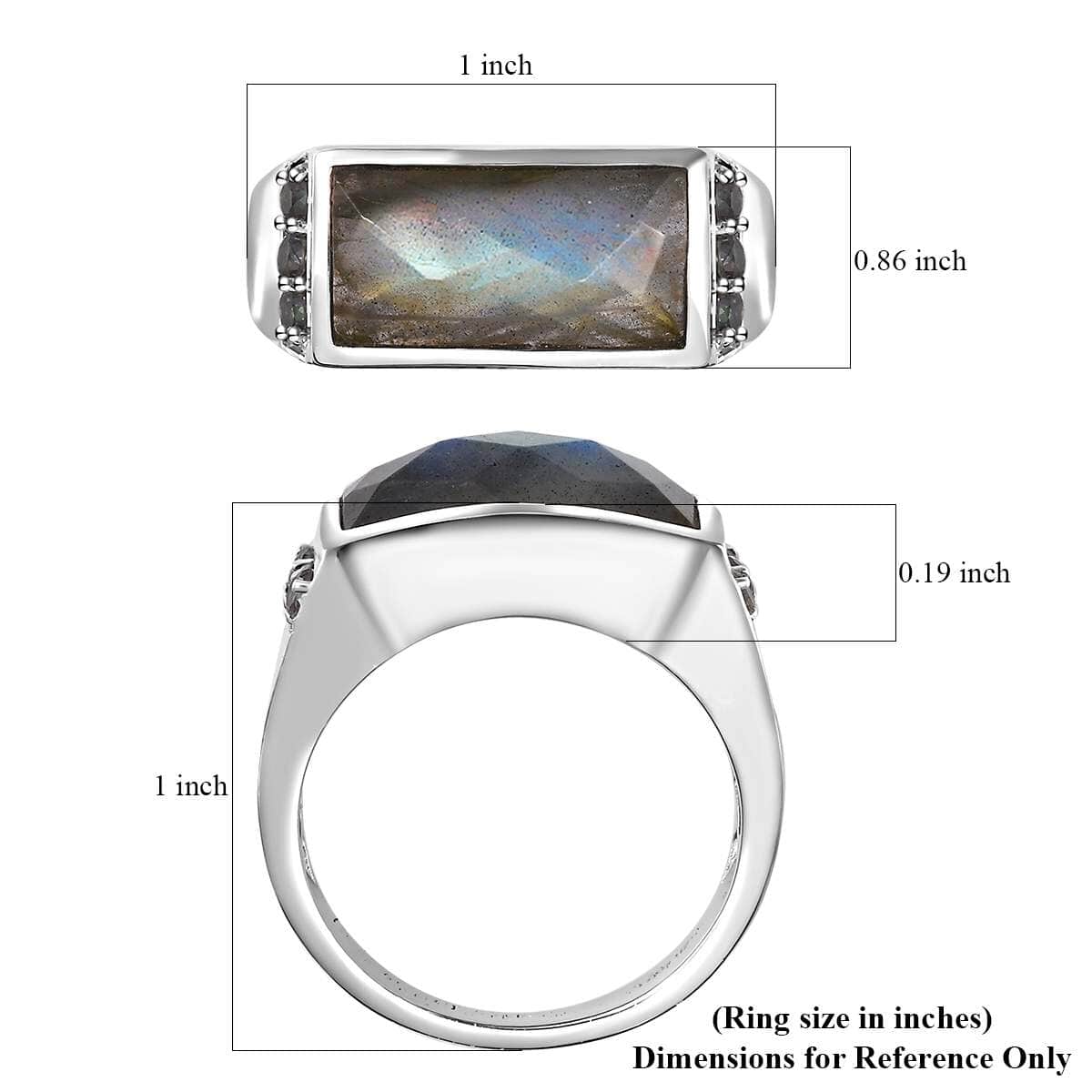 Malagasy Labradorite and Northern Lights Mystic Topaz Ring in Platinum Over Sterling Silver (Size 10.0) 8.10 ctw image number 6