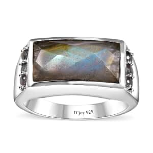 Malagasy Labradorite and Northern Lights Mystic Topaz Ring in Platinum Over Sterling Silver (Size 12.0) 8.10 ctw