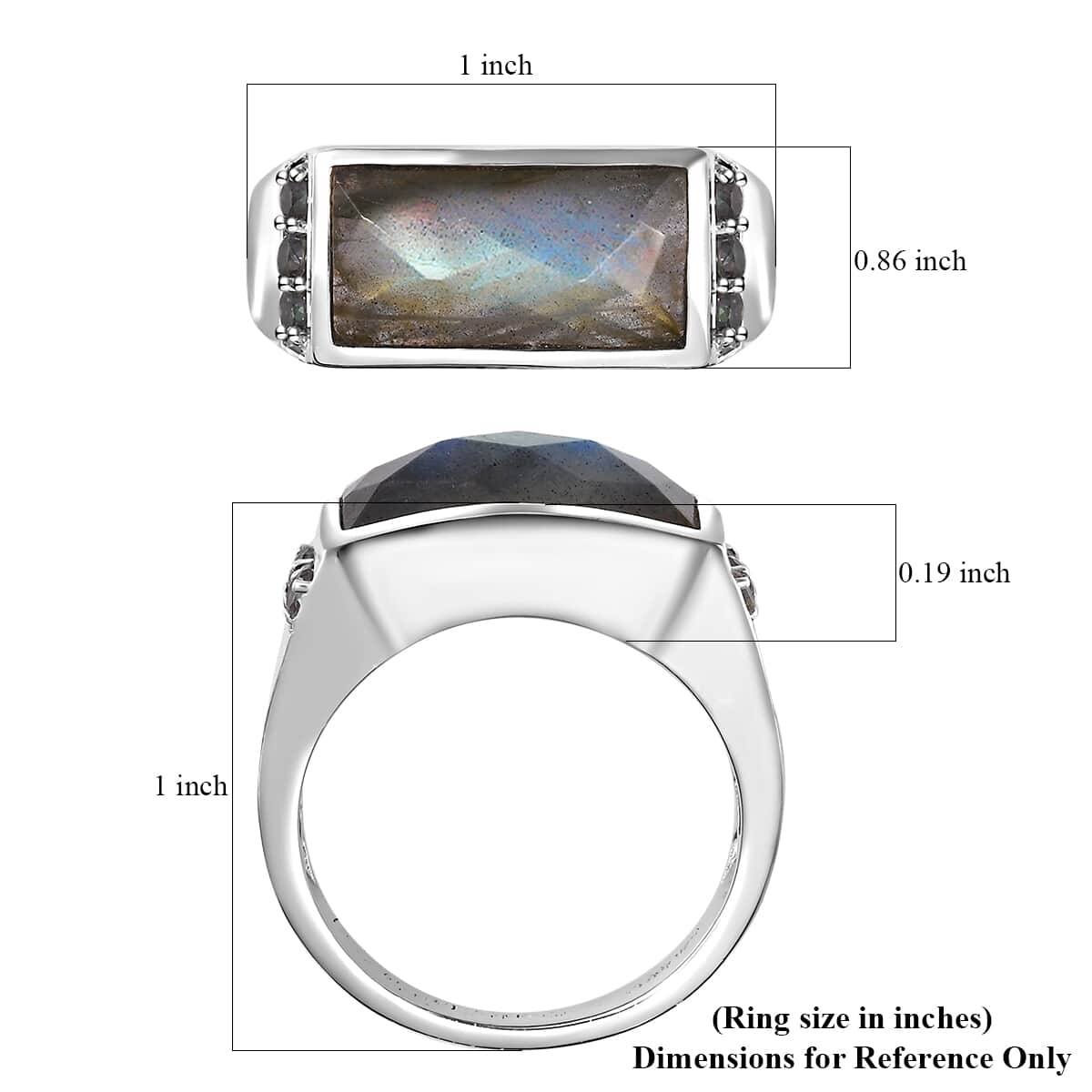 Malagasy Labradorite and Northern Lights Mystic Topaz Ring in Platinum Over Sterling Silver (Size 13.0) 8.10 ctw image number 6