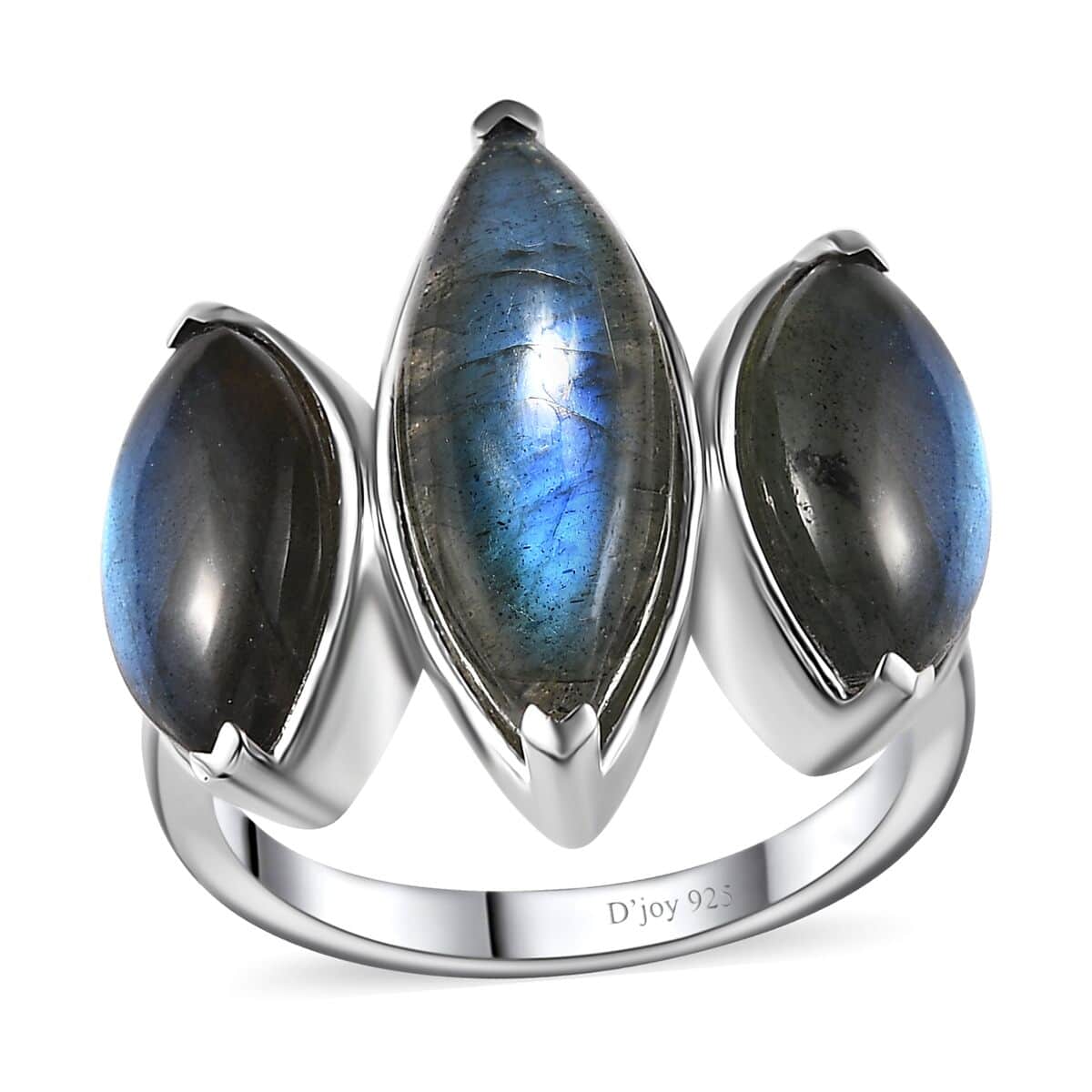 Malagasy Labradorite 3 Stone Ring in Platinum Over Sterling Silver (Size 10.0) 10.60 ctw image number 0