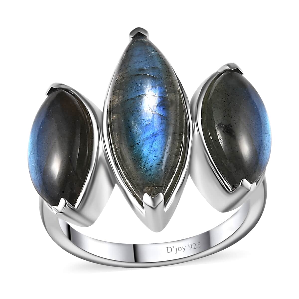 Malagasy Labradorite 3 Stone Ring in Platinum Over Sterling Silver (Size 8.0) 10.60 ctw image number 0