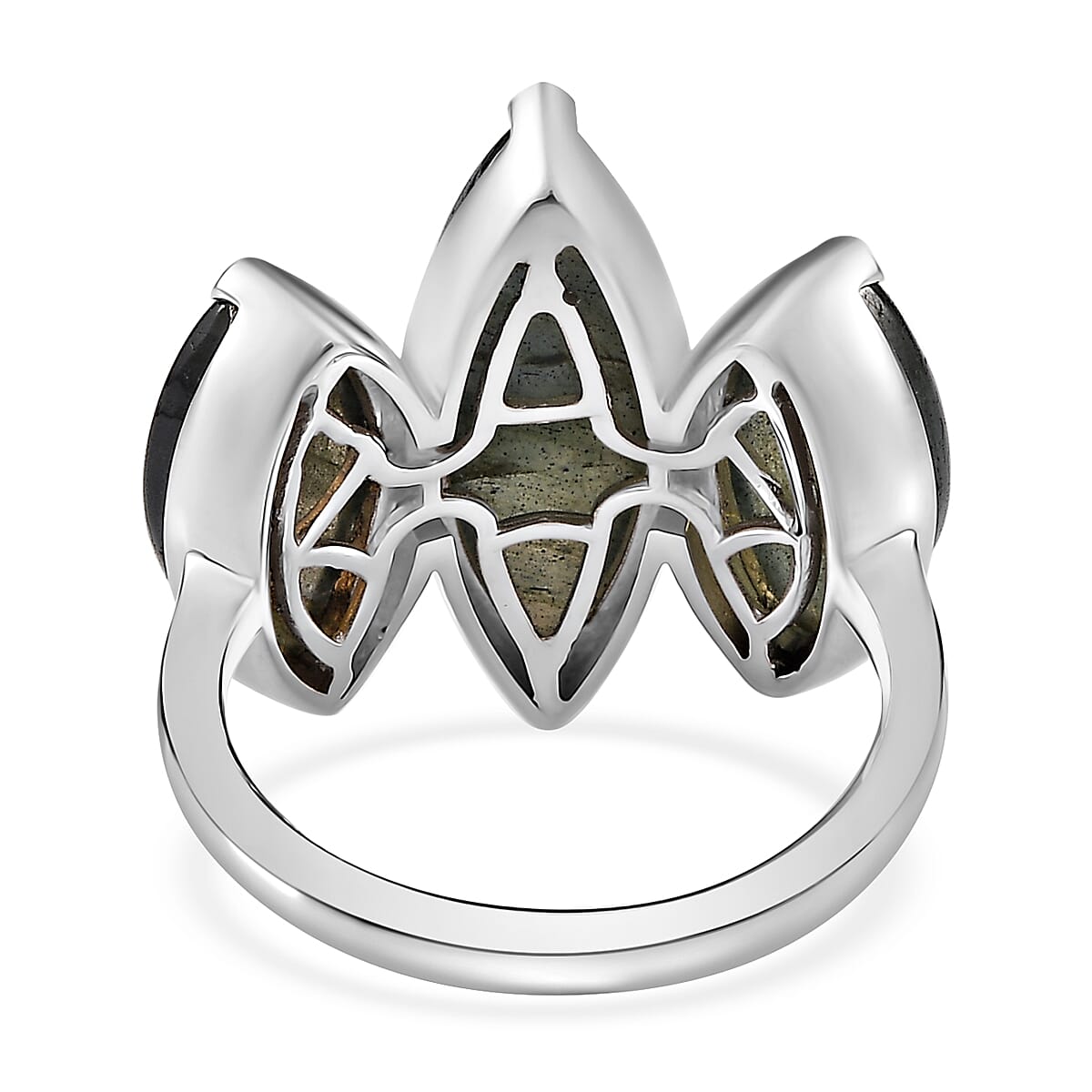 Malagasy Labradorite 3 Stone Ring in Platinum Over Sterling Silver (Size 8.0) 10.60 ctw