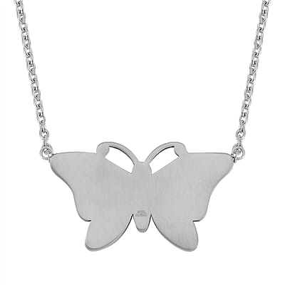 Multi Color Murano Style and Austrian Crystal Butterfly Necklace 24 Inches in Stainless Steel