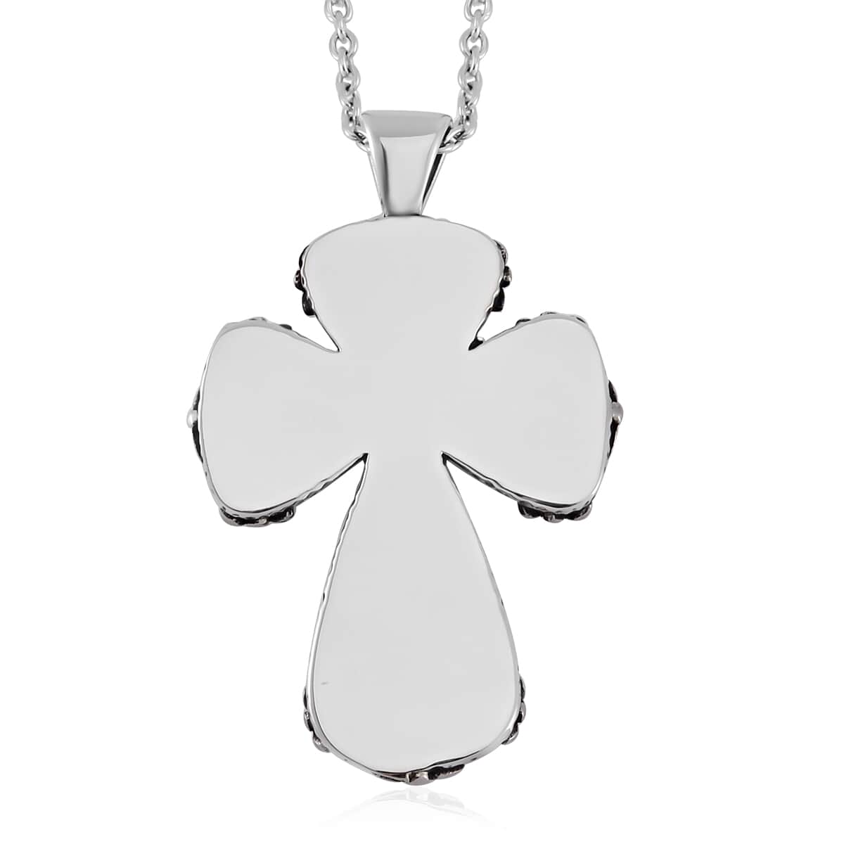 Multi Color Murano Style Cross Necklace 24 Inches in Stainless Steel image number 4