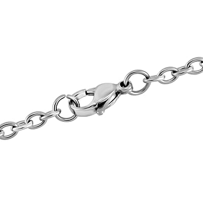 Multi Color Murano Style Cross Necklace 24 Inches in Stainless Steel