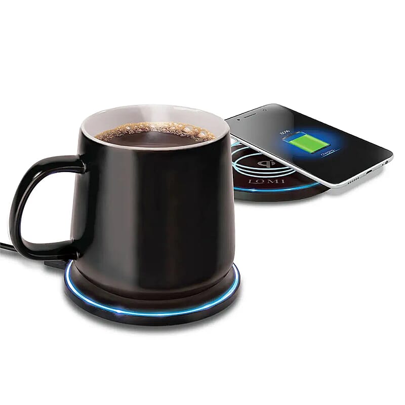 Lomi Heated Mug with Wireless Charger -Black