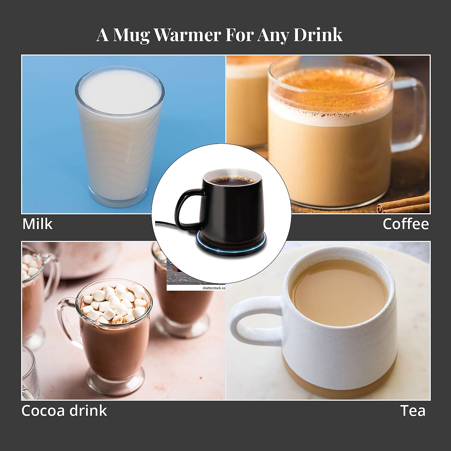 Lomi Heated Mug with Wireless Charger -Black