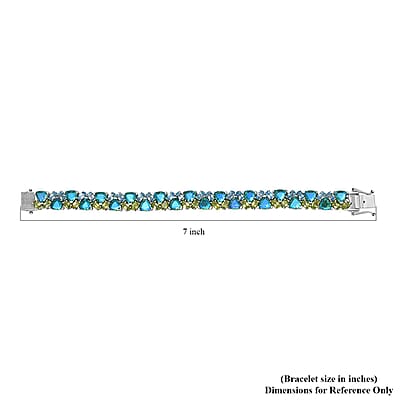 Peacock Quartz (Triplet) and Multi Gemstone Bracelet in Platinum Over Sterling Silver (6.50 In) 30.10 ctw