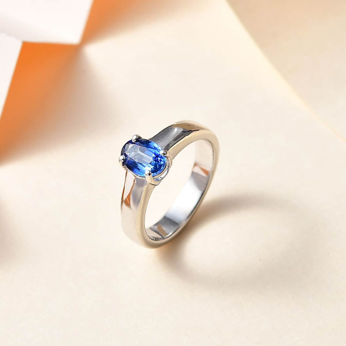 Kashmir Kyanite Solitaire Ring in Platinum Over Sterling Silver (Size 10.0) 1.00 ctw image number 1