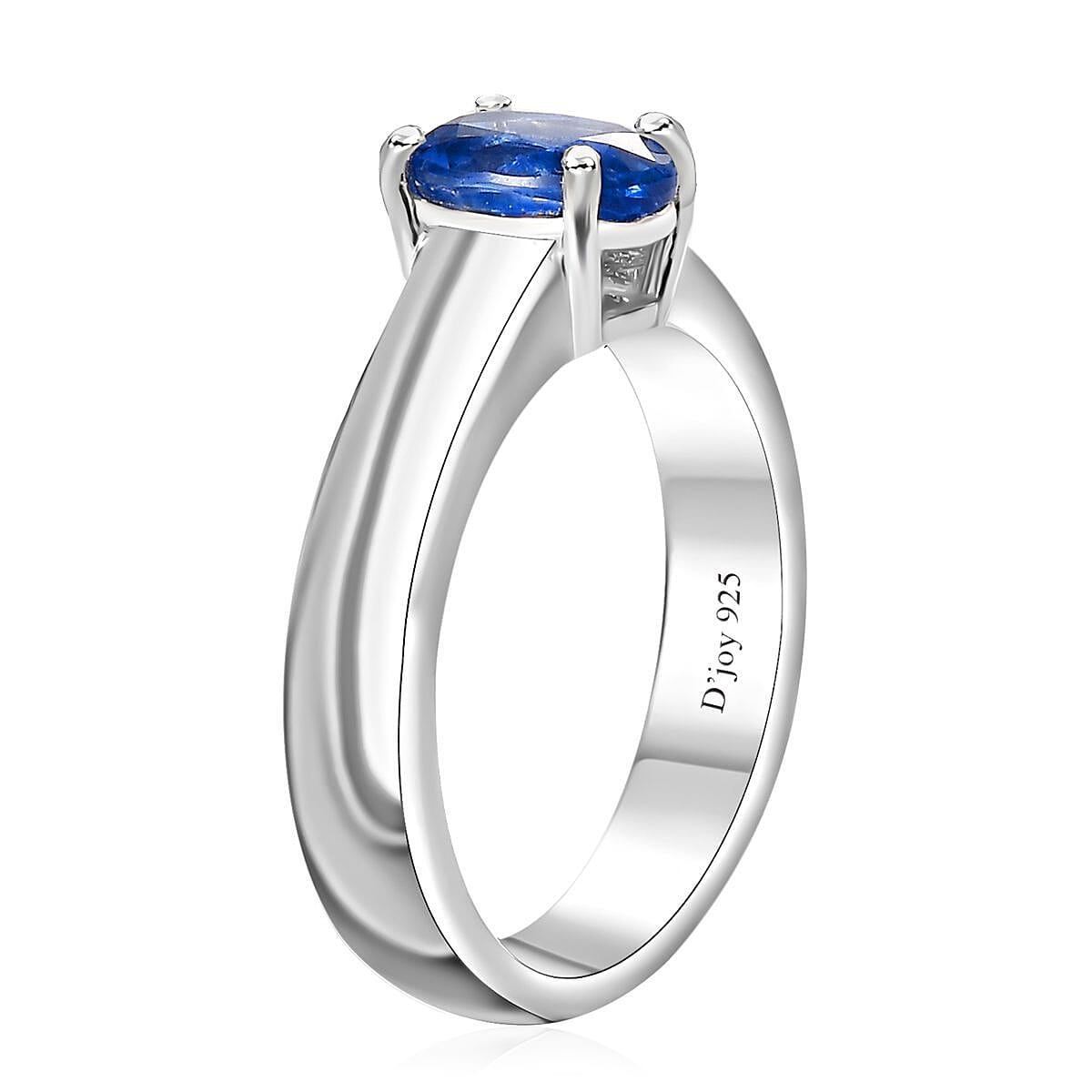 Kashmir Kyanite Solitaire Ring in Platinum Over Sterling Silver (Size 10.0) 1.00 ctw
