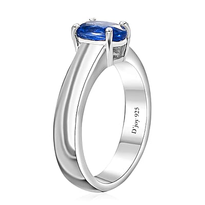 Kashmir Kyanite Solitaire Ring in Platinum Over Sterling Silver (Size 10.0) 1.00 ctw