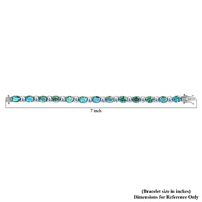 D'Joy Peacock Quartz (Triplet) and Rainbow Moonstone Tennis Bracelet in Platinum Over Sterling Silver (6.50 In) 23.85 ctw