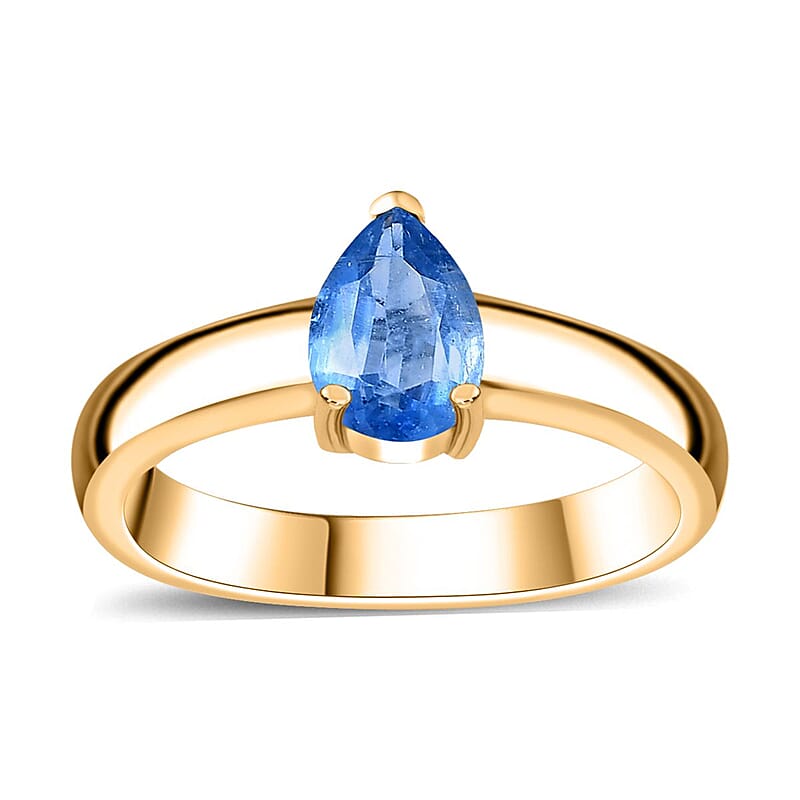 Kashmir Kyanite Solitaire Ring in Vermeil Yellow Gold Over Sterling Silver (Size 10.0) 0.85 ctw
