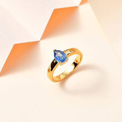 Kashmir Kyanite Solitaire Ring in Vermeil Yellow Gold Over Sterling Silver (Size 10.0) 0.85 ctw